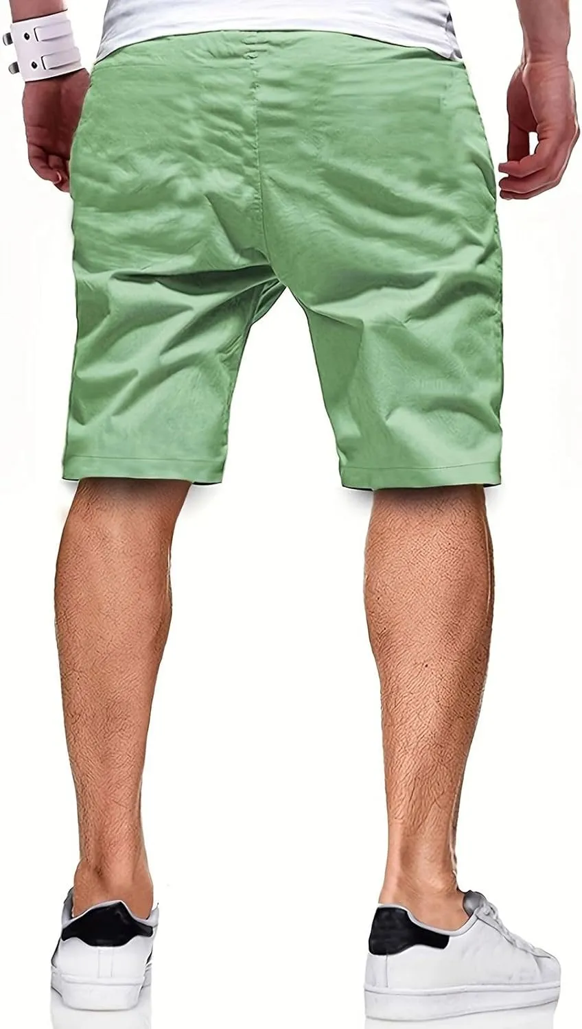 Mens Shorts Quick Dry Drawstring Exercise Elastic Waist Relaxed Shorts with Pockets