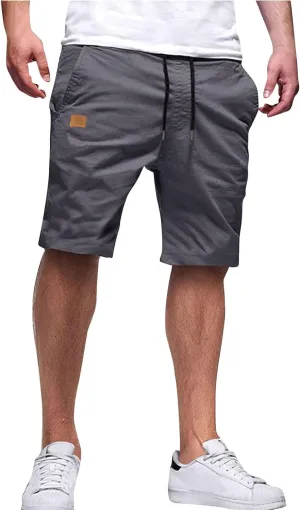 Mens Shorts Quick Dry Drawstring Exercise Elastic Waist Relaxed Shorts with Pockets