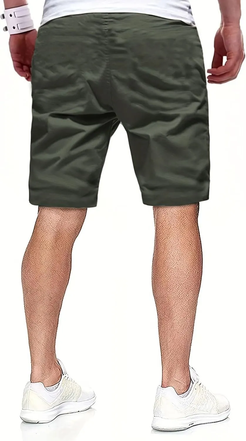 Mens Shorts Quick Dry Drawstring Exercise Elastic Waist Relaxed Shorts with Pockets