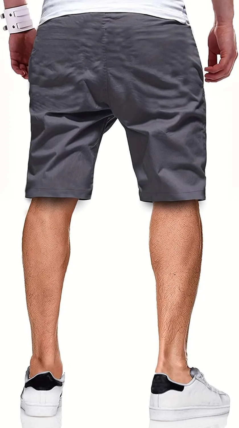 Mens Shorts Quick Dry Drawstring Exercise Elastic Waist Relaxed Shorts with Pockets