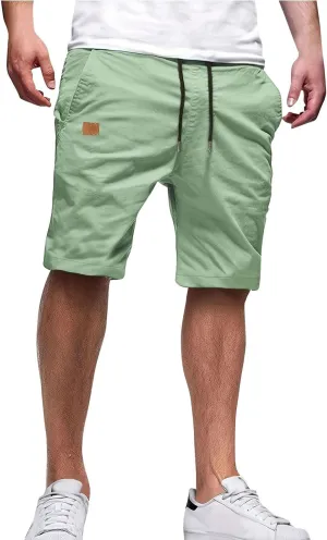 Mens Shorts Quick Dry Drawstring Exercise Elastic Waist Relaxed Shorts with Pockets