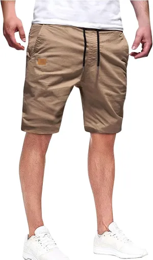 Mens Shorts Quick Dry Drawstring Exercise Elastic Waist Relaxed Shorts with Pockets