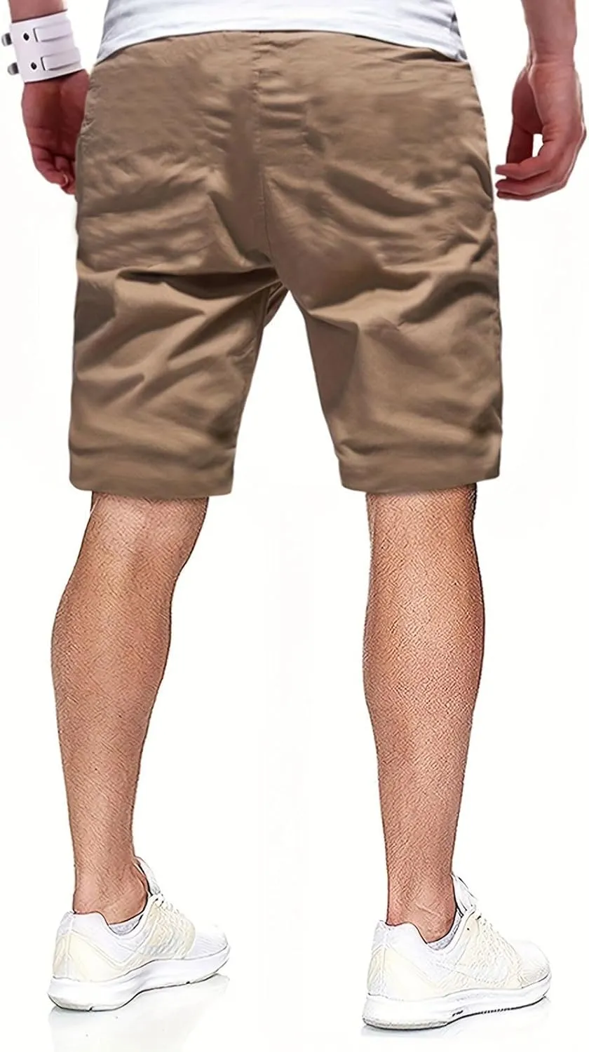 Mens Shorts Quick Dry Drawstring Exercise Elastic Waist Relaxed Shorts with Pockets