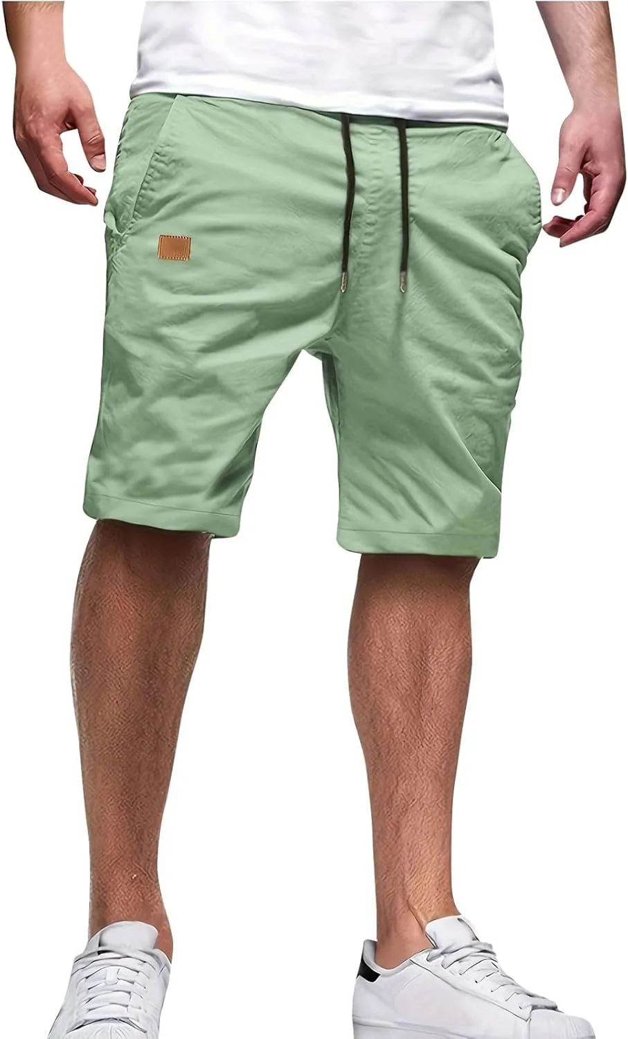 Mens Shorts Quick Dry Drawstring Exercise Elastic Waist Relaxed Shorts with Pockets