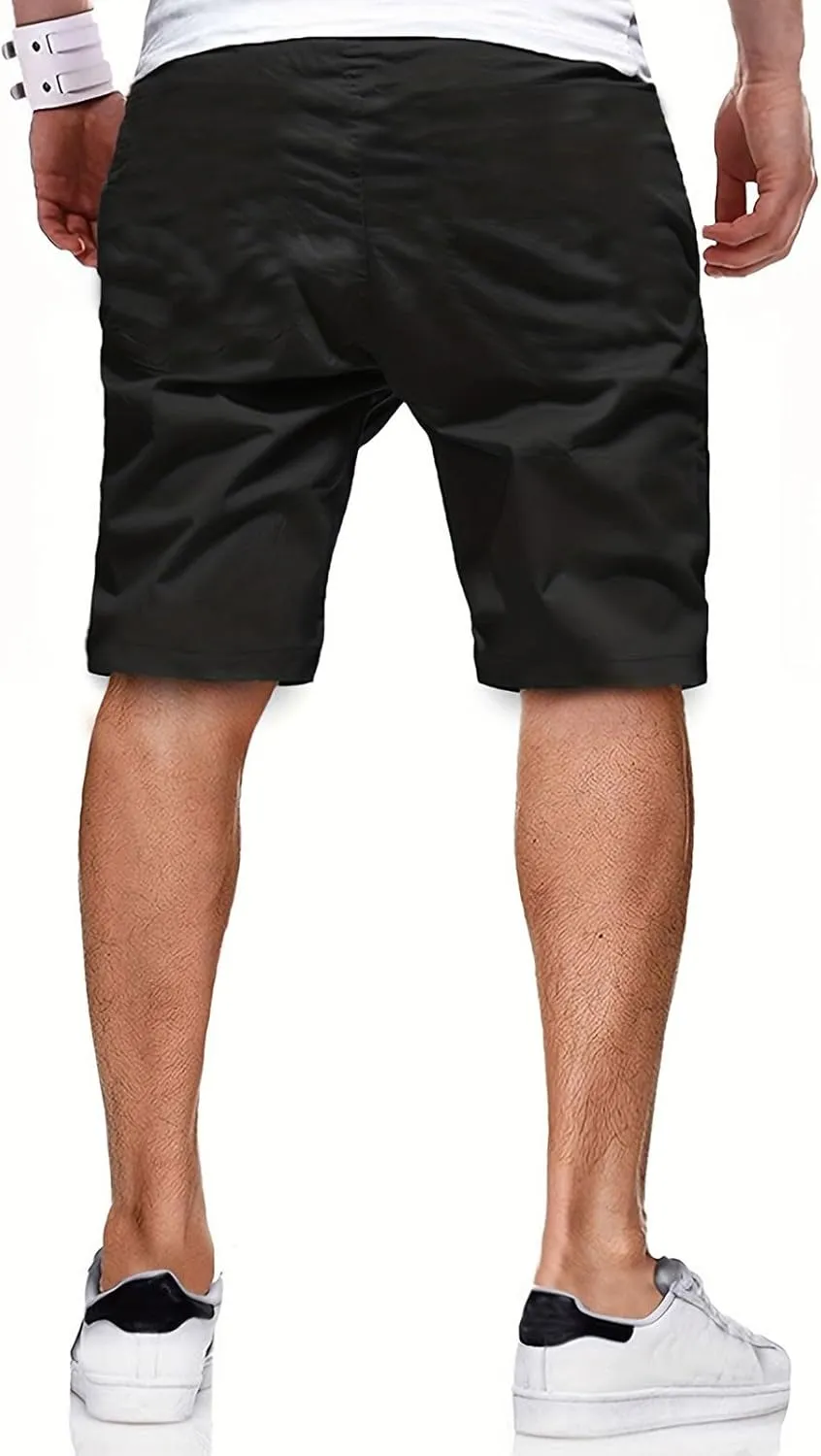 Mens Shorts Quick Dry Drawstring Exercise Elastic Waist Relaxed Shorts with Pockets