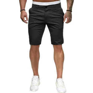 Men's Slim Fit Classic Chino Short Comfort Stretch Solid Dress Shorts Lightweight Straight Leg Flat Front Shorts (Black,Medium)