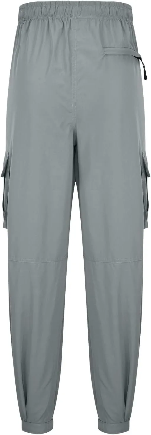 Men's Stretch Elastic Slacks Solid Color High Waist Cargo Pants with Multi Pockets Outdoor Athletic Sweatpants