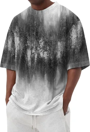 Men's Tie Dye T-Shirt Gradient Color Short Sleeve Shirts Summer Fashion Casual Crew Neck Loose Plus Size Tops