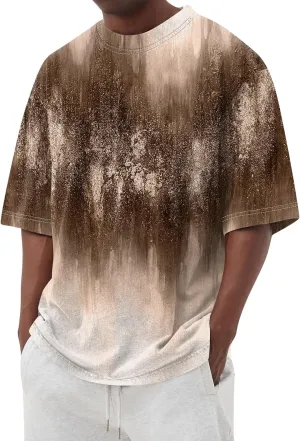 Men's Tie Dye T-Shirt Gradient Color Short Sleeve Shirts Summer Fashion Casual Crew Neck Loose Plus Size Tops