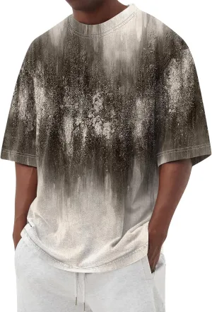 Men's Tie Dye T-Shirt Gradient Color Short Sleeve Shirts Summer Fashion Casual Crew Neck Loose Plus Size Tops