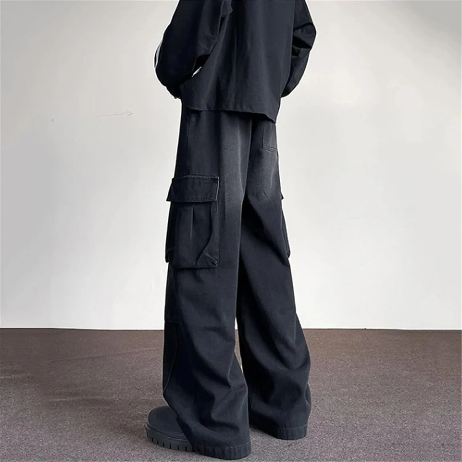 Men's Vintage High Waist Wide Leg Jeans Pants Classic Vintage Straight Jeans with Pockets