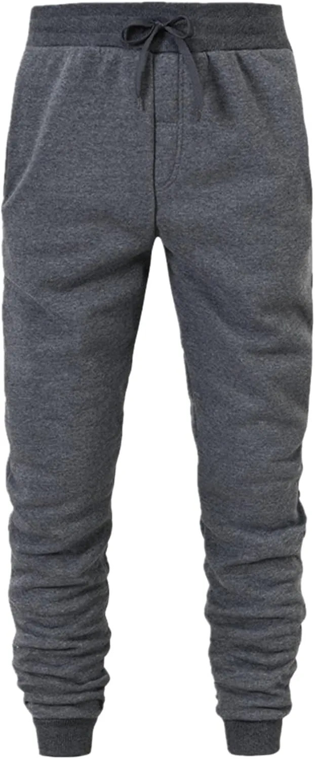 Men's Winter Fleece Lined Sweatpants Stretch Joggers Athletic Pants Hiking Workout Running Casual Baggy Sport Pants