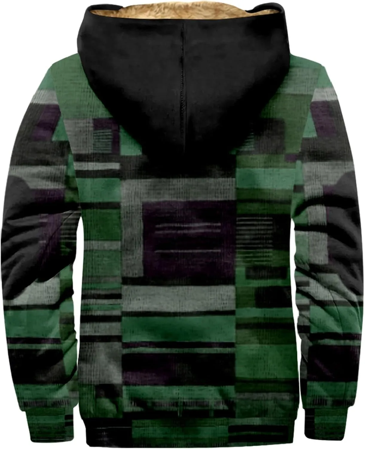 Mens Winter Sherpa Hoodie Jacket Color Block Zip Up Sweatshirt Heavyweight Warm Fleece Coat with Pockets Fashion 2024