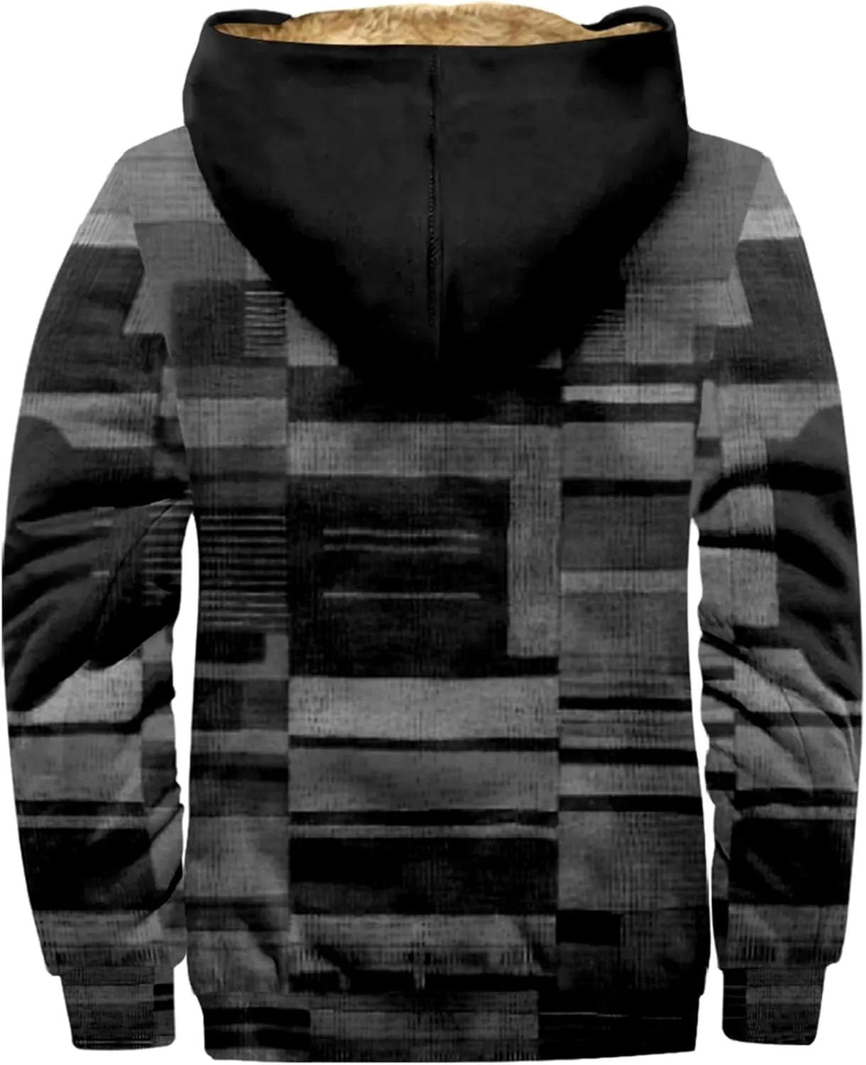 Mens Winter Sherpa Hoodie Jacket Color Block Zip Up Sweatshirt Heavyweight Warm Fleece Coat with Pockets Fashion 2024