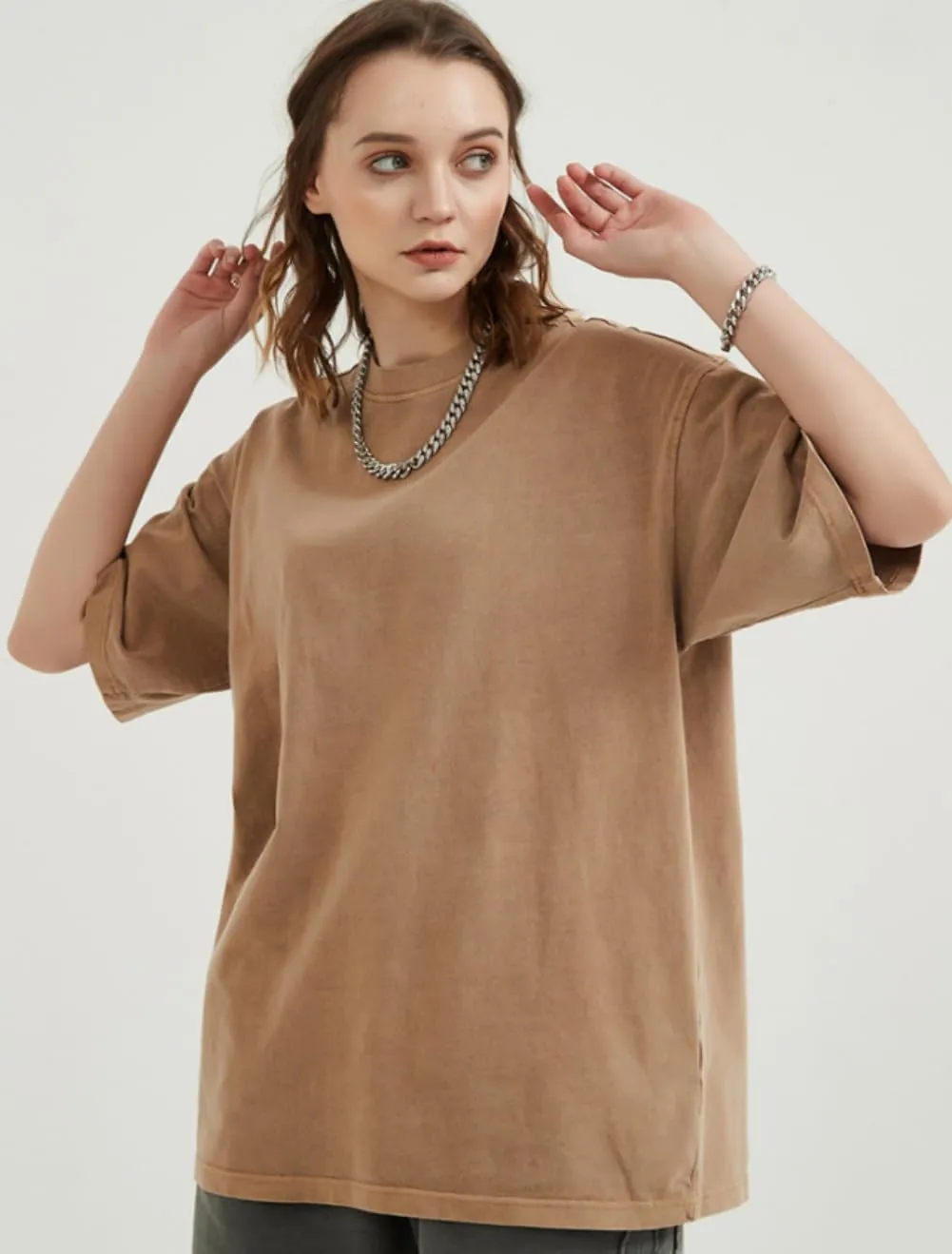 Mens Womens Oversized T Shirt Acid Wash Vintage Washed Tee Shirt Casual Streetwear Basic Tees