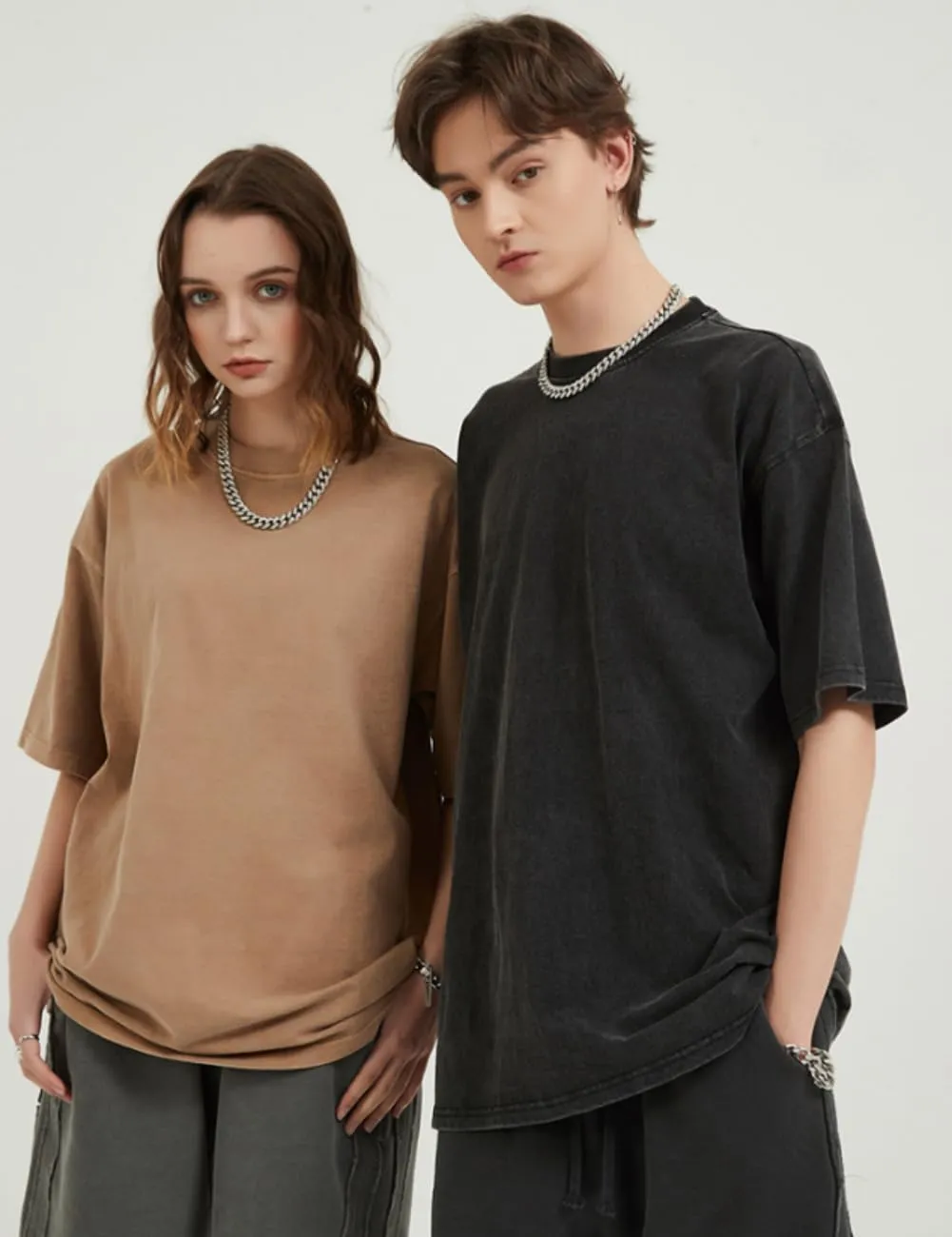 Mens Womens Oversized T Shirt Acid Wash Vintage Washed Tee Shirt Casual Streetwear Basic Tees