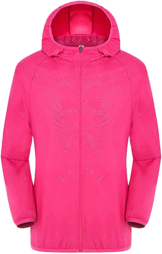 Mens Womens Waterproof Rain Jacket Unisex Casual Full-Zip Raincoat Packable Hooded Outdoor Rainproof Fishing Tops
