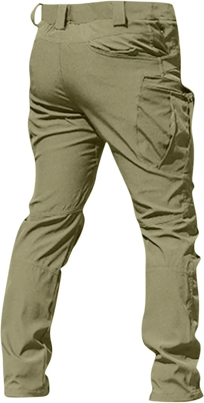 Mens Work Pants Tactical Slim Fit Stretch Joggers Pants with Pockets Outdoor Casual Fashion Trousers
