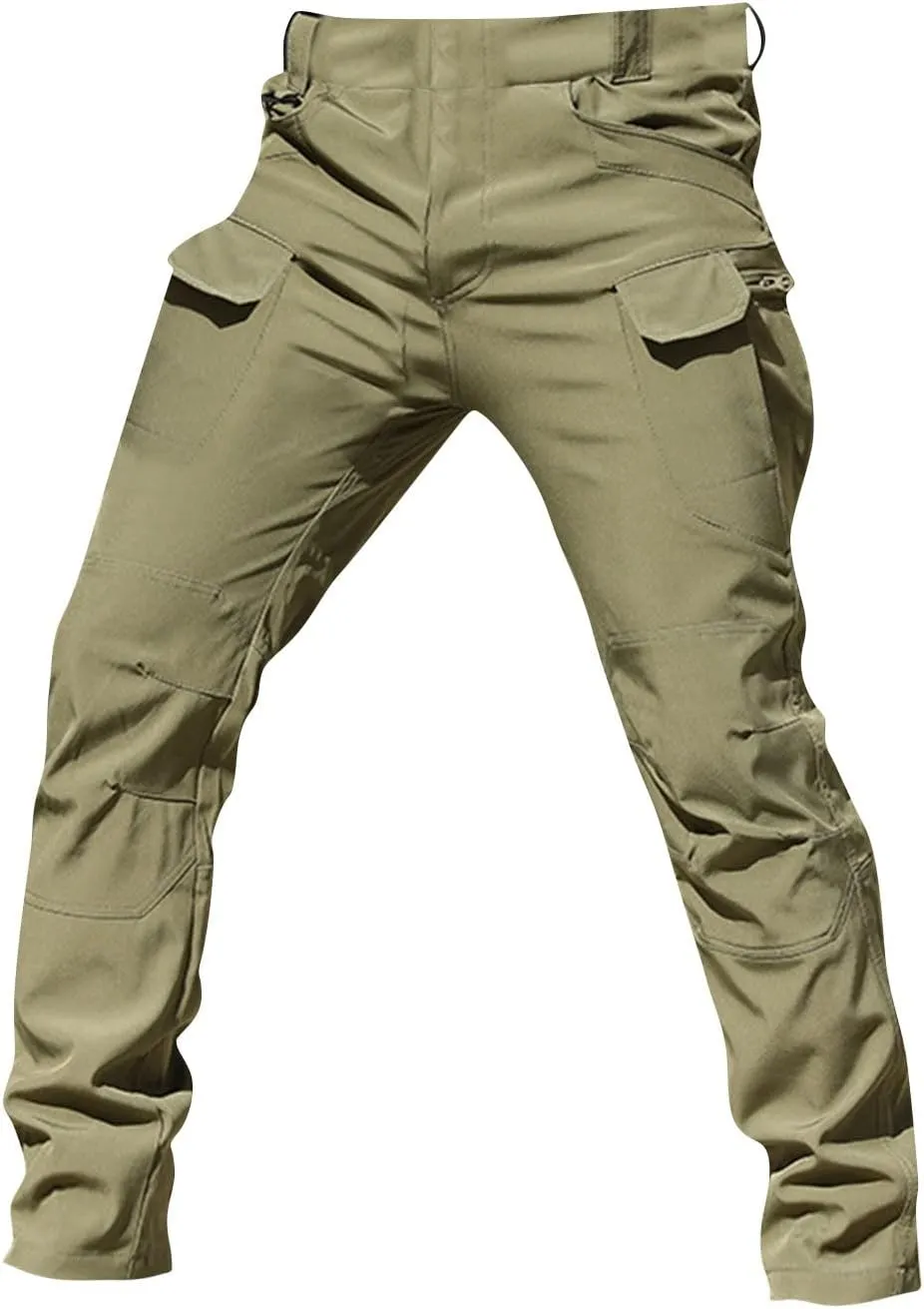 Mens Work Pants Tactical Slim Fit Stretch Joggers Pants with Pockets Outdoor Casual Fashion Trousers