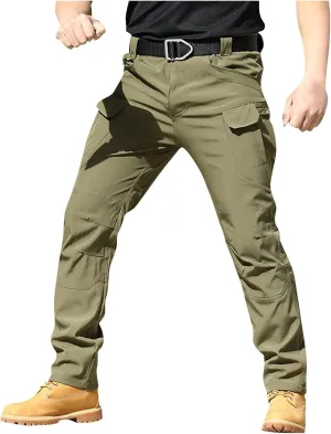 Mens Work Pants Tactical Slim Fit Stretch Joggers Pants with Pockets Outdoor Casual Fashion Trousers