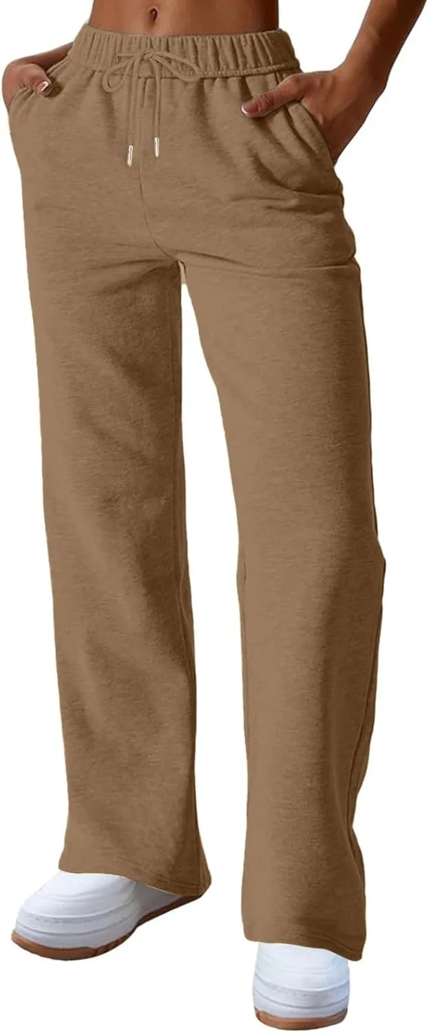 NBXNZWF Womens Wide Leg Sweatpants High Waisted Baggy Lounge Casual Pants Drawstring Athletic Workout Joggers with Pockets