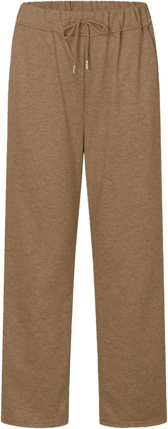 NBXNZWF Womens Wide Leg Sweatpants High Waisted Baggy Lounge Casual Pants Drawstring Athletic Workout Joggers with Pockets