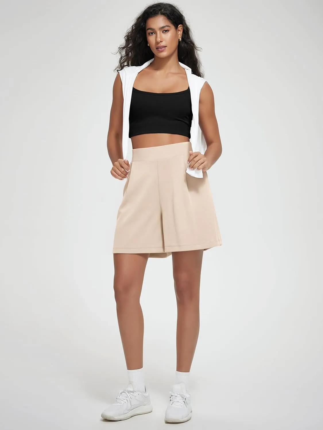 ODODOS Modal Soft Wide Leg Shorts for Women High Waist Casual Relaxed Shorts with Pockets-Inseam 4"/ 6"