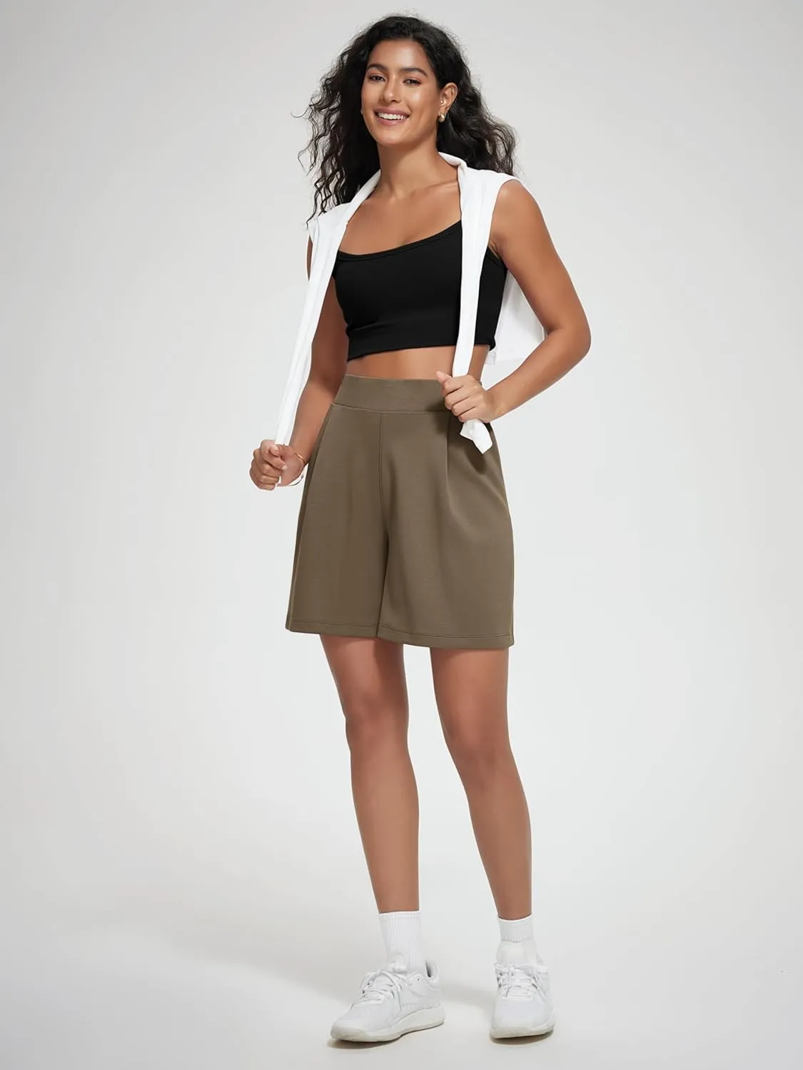 ODODOS Modal Soft Wide Leg Shorts for Women High Waist Casual Relaxed Shorts with Pockets-Inseam 4"/ 6"
