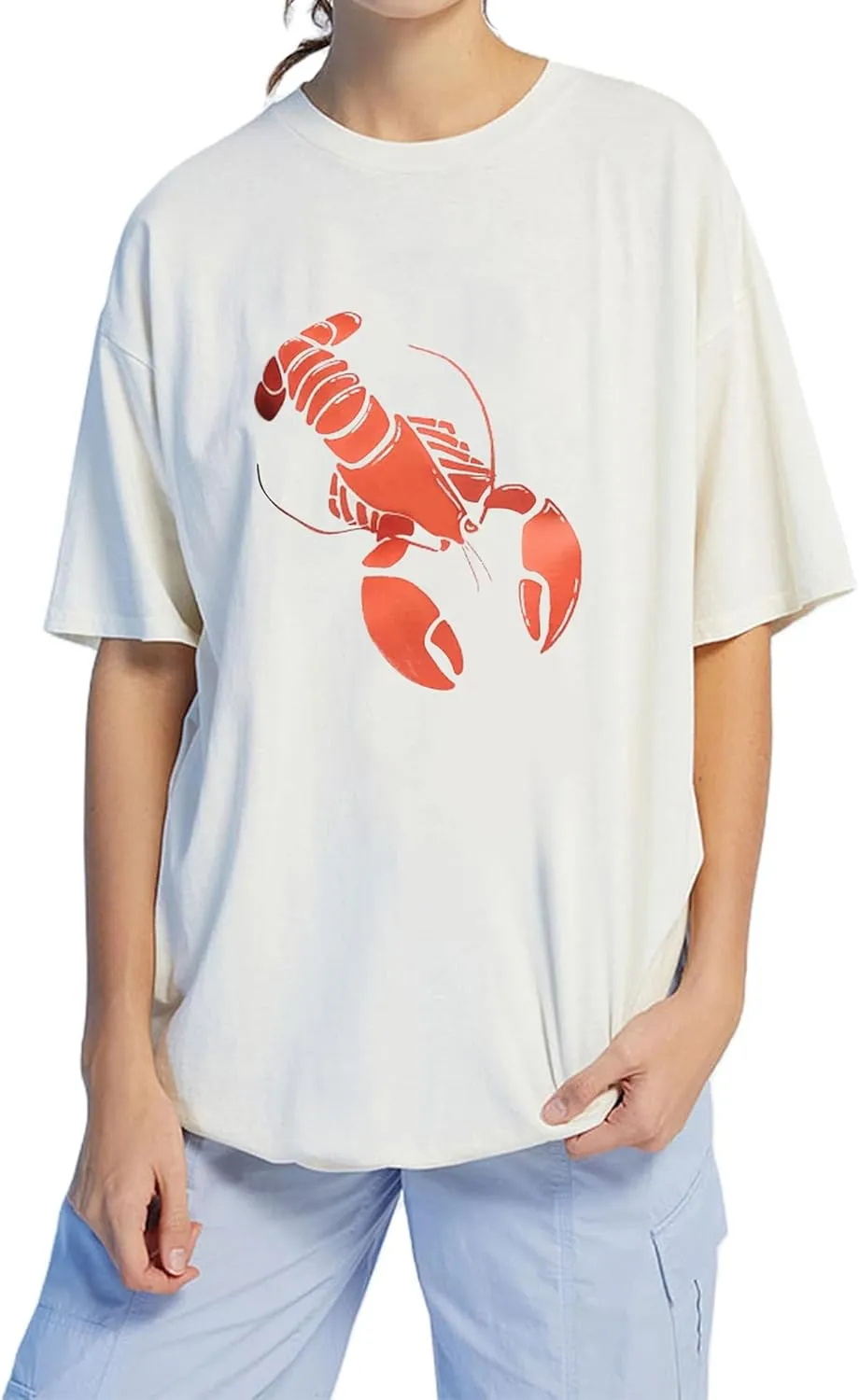 Oversized Graphic Tees for Women Y2k Short Sleeve Ocean/Shark Baggy Shirt Cute Crewneck Aesthetic Preppy Clothes