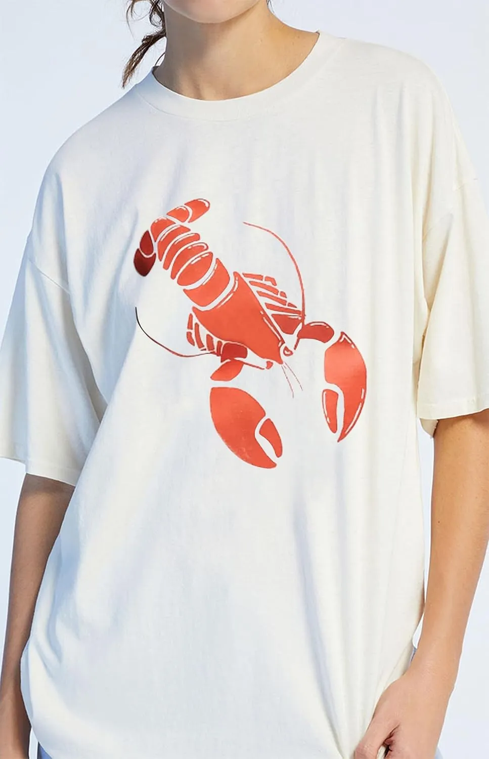 Oversized Graphic Tees for Women Y2k Short Sleeve Ocean/Shark Baggy Shirt Cute Crewneck Aesthetic Preppy Clothes