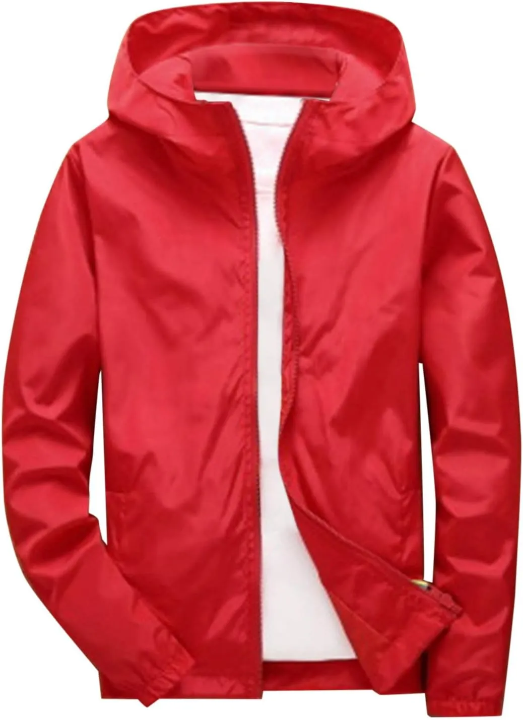 Oversized Hooded Jackets for Men Baggy Loose Zipper Up Lightweight Fall Casual Coats Waterproof Raincoat Big&Tall