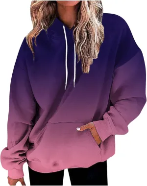 Oversized Hoodies Sweatshirt For Women Fall Trendy 2023 Teen Girls y2k Clothes Long Sleeve Gradient Pullover Hoodie
