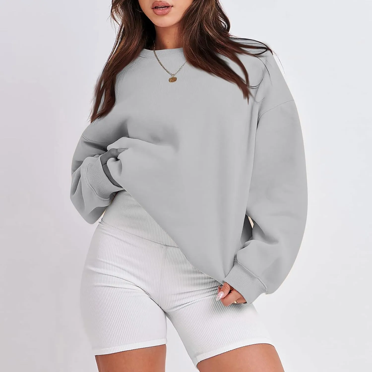 Oversized Sweatshirt for Women Baggy Fleece Crewneck Sweatshirts Comfy Drop Shoulder Pullover Hoodie Soft Winter Coat