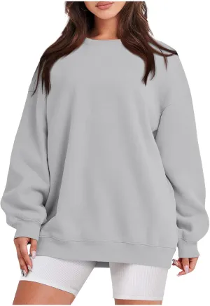 Oversized Sweatshirt for Women Baggy Fleece Crewneck Sweatshirts Comfy Drop Shoulder Pullover Hoodie Soft Winter Coat
