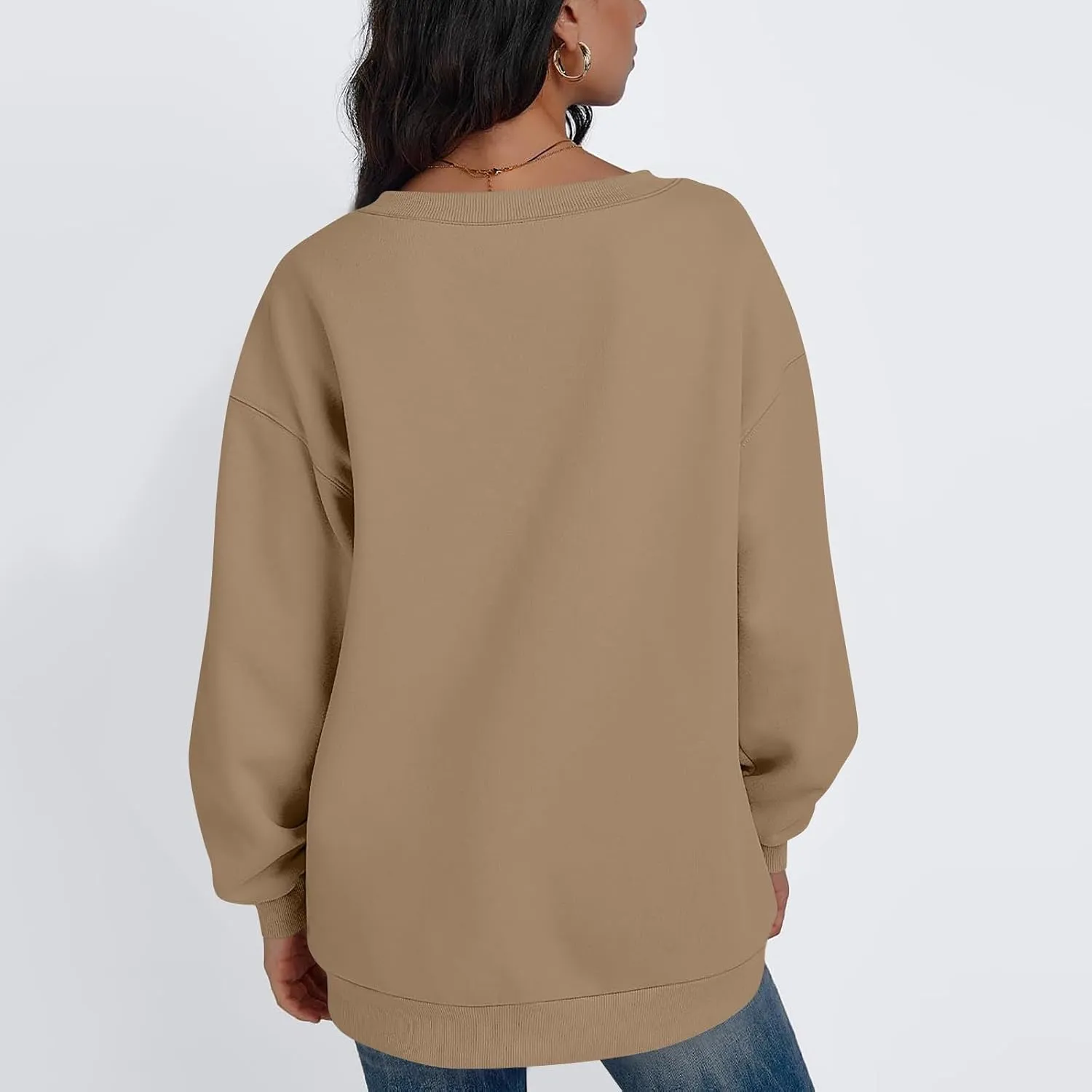 Oversized Sweatshirt For Women Plus Size Hoodies Trendy V Neck Long Sleeve Winter Clothes Drop Shoulder Pullover