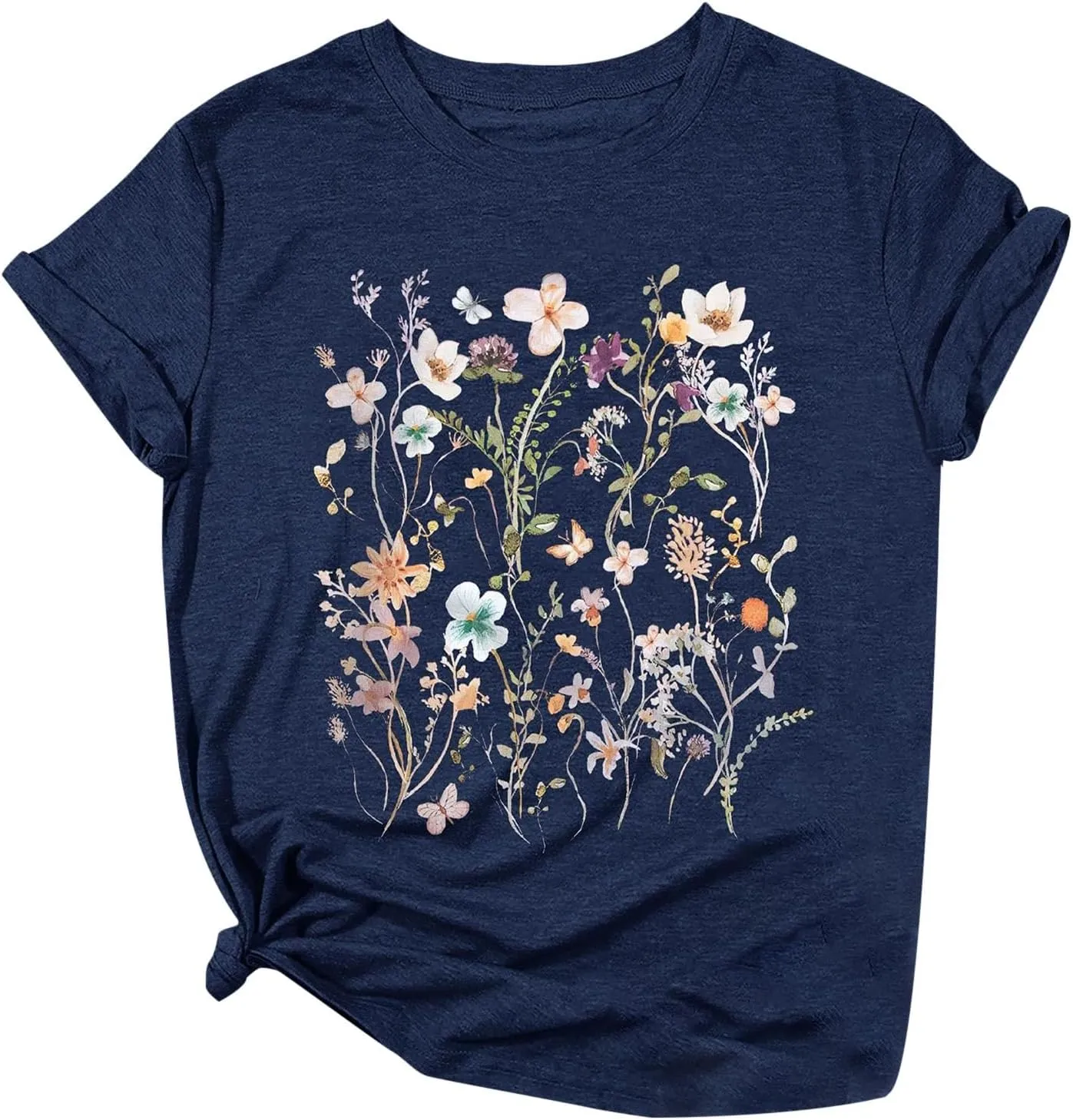 Oversized Tshirts for Women 2024 Summer Floral Printed Crew Neck Short Sleeve Shirt Loose Fit Casual Graphic Tee Tops