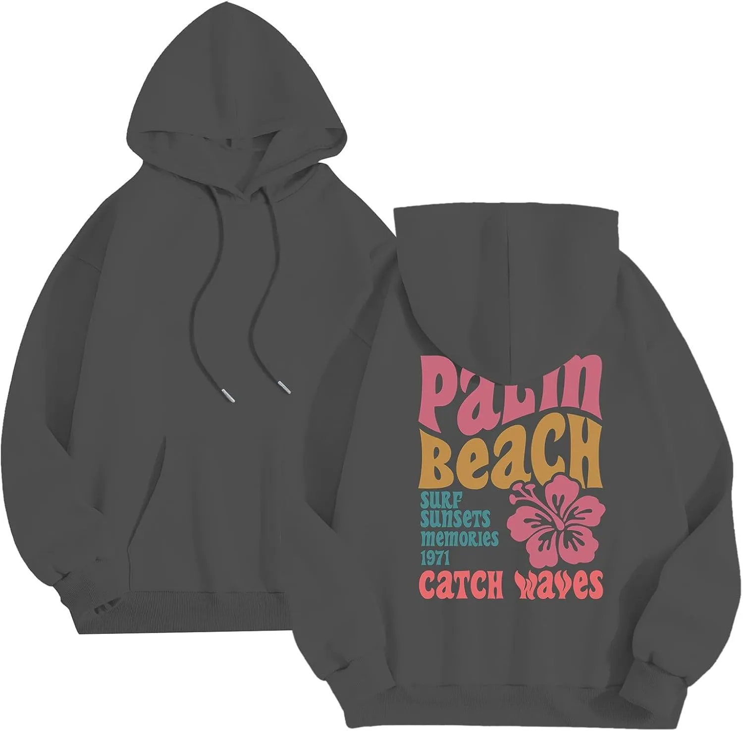 Pom Puff Oversized Hoodies for Women, Teen Girls Preppy Sweatshirt Pullover Long Sleeve Y2K Graphic Tees with Pockets