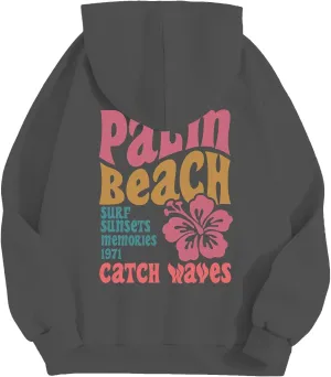 Pom Puff Oversized Hoodies for Women, Teen Girls Preppy Sweatshirt Pullover Long Sleeve Y2K Graphic Tees with Pockets