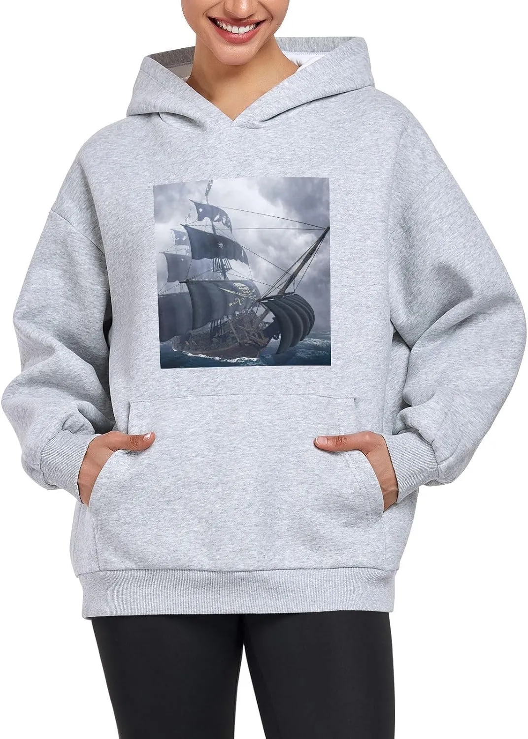 Printing Womens Oversized Hoodies Sweatshirts Graphic Pullover with Pockets