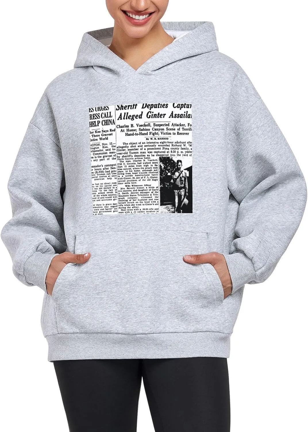 Printing Womens Oversized Hoodies Sweatshirts Graphic Pullover with Pockets