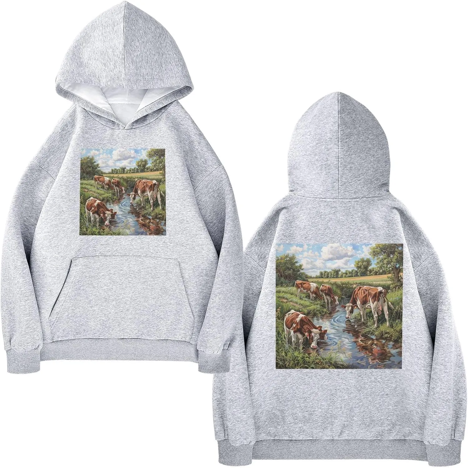 Printing Womens Oversized Hoodies Sweatshirts Graphic Pullover with Pockets