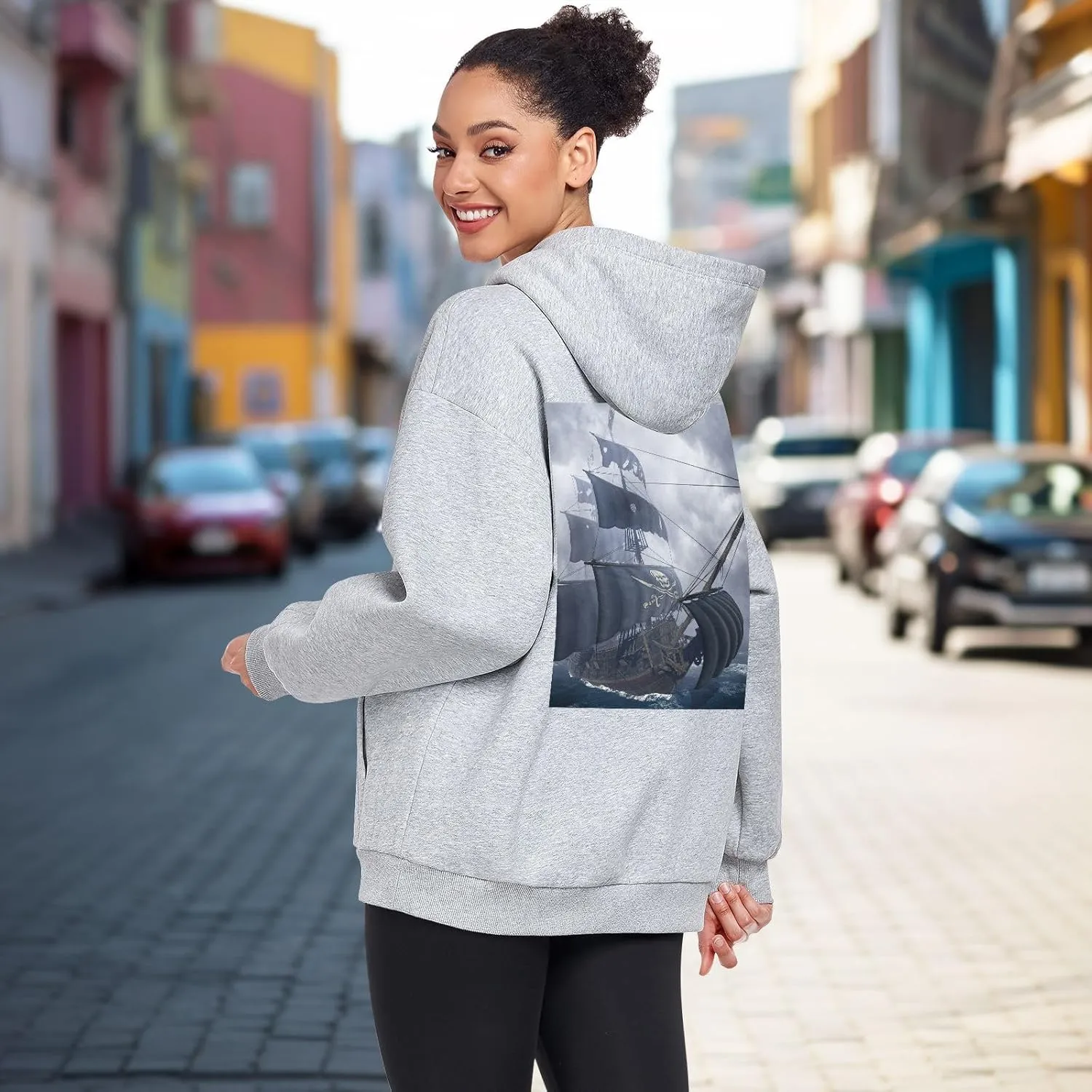 Printing Womens Oversized Hoodies Sweatshirts Graphic Pullover with Pockets