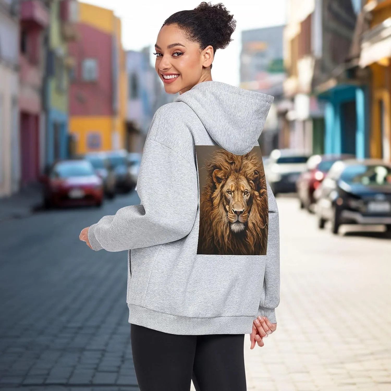 Printing Womens Oversized Hoodies Sweatshirts Graphic Pullover with Pockets