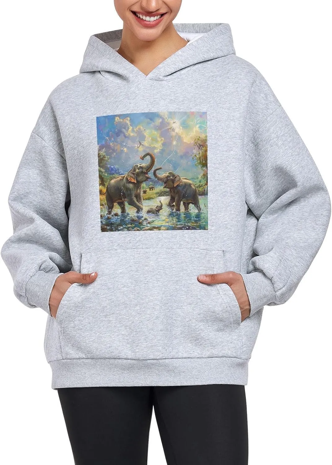 Printing Womens Oversized Hoodies Sweatshirts Graphic Pullover with Pockets