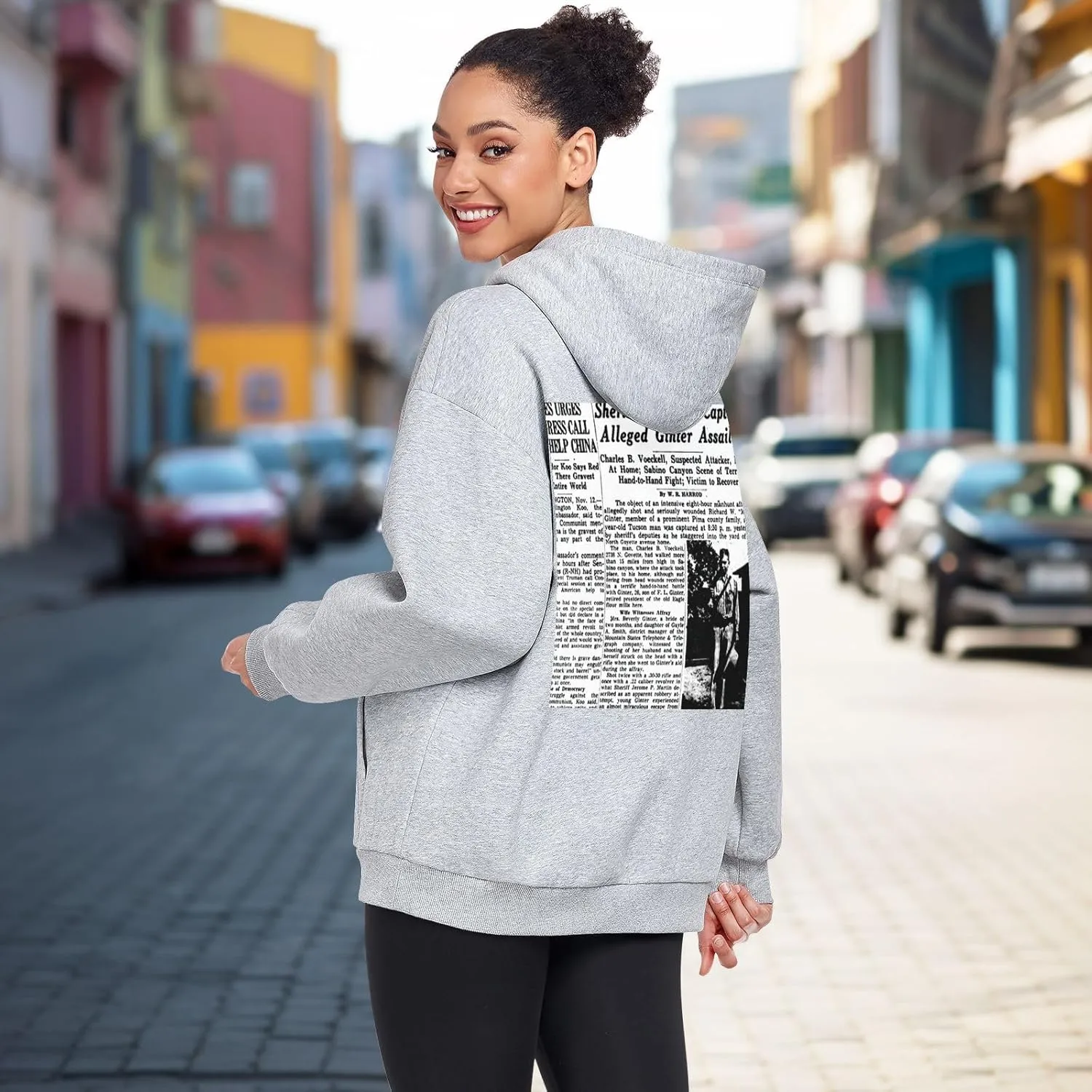 Printing Womens Oversized Hoodies Sweatshirts Graphic Pullover with Pockets