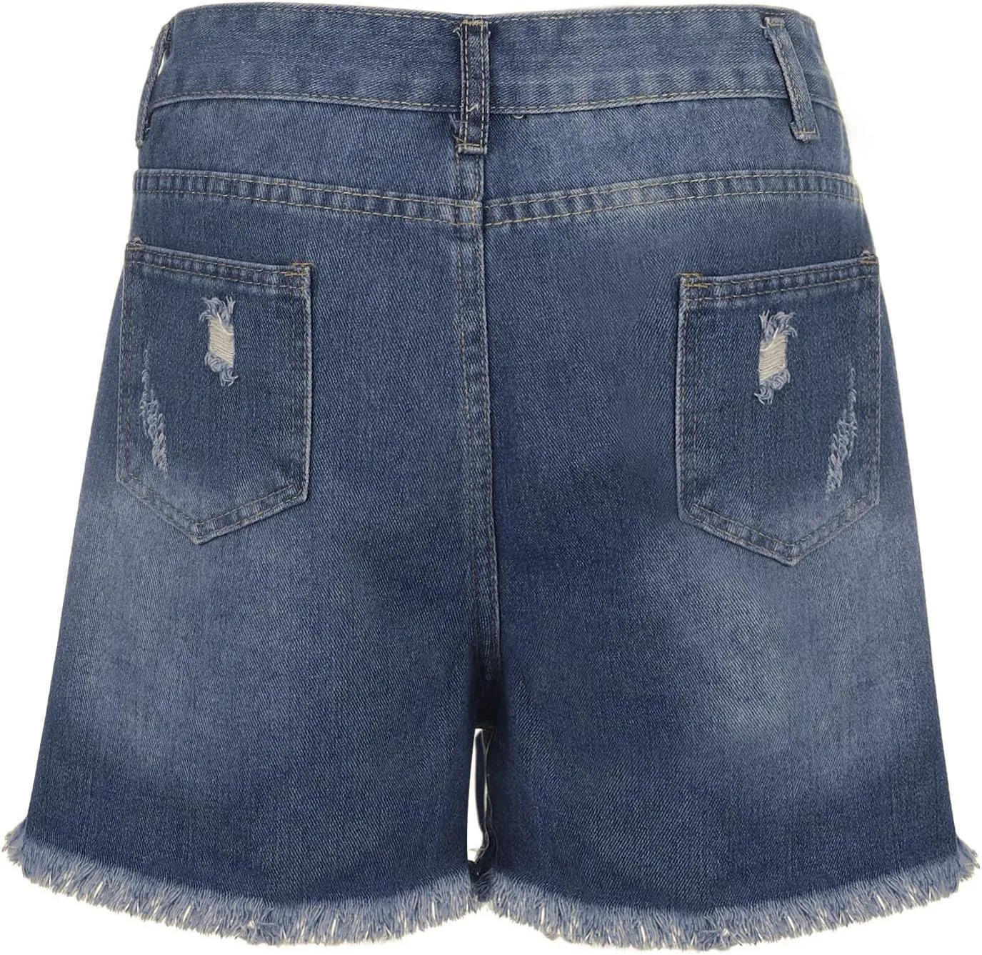Ripped Distressed Denim Shorts for Women Mid Rise Stretchy Jean Shorts Summer Casual Frayed Raw Rolled Hem Hot Shorts