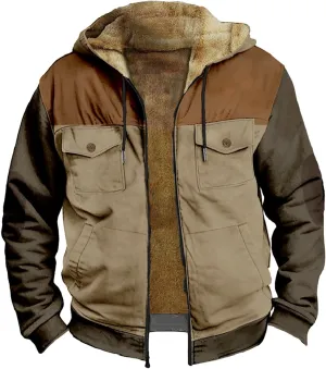 Sherpa Lined Hoodie for Men Fleece Winter Warm Jacket Zip Up Big and Tall Hoodies Fuzzy Light Jackets with Pockets