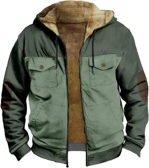 Sherpa Lined Hoodie for Men Fleece Winter Warm Jacket Zip Up Big and Tall Hoodies Fuzzy Light Jackets with Pockets