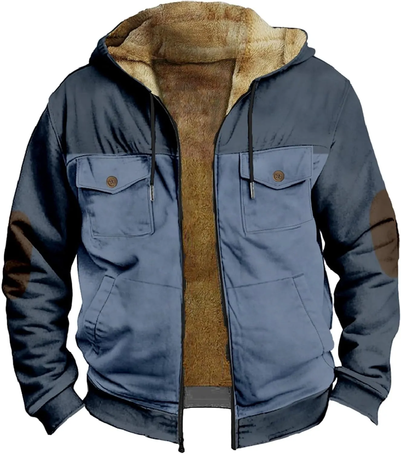 Sherpa Lined Hoodie for Men Fleece Winter Warm Jacket Zip Up Big and Tall Hoodies Fuzzy Light Jackets with Pockets