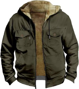 Sherpa Lined Hoodie for Men Fleece Winter Warm Jacket Zip Up Big and Tall Hoodies Fuzzy Light Jackets with Pockets